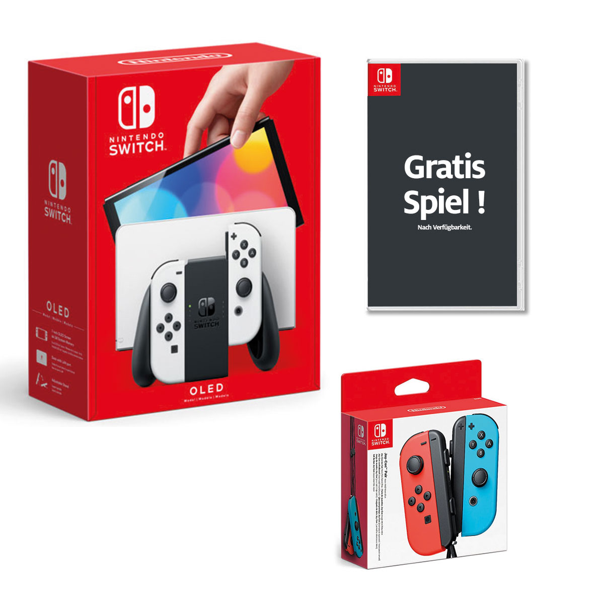 Nintendo Switch OLED Weiß + Joy Con Controller + Spiel