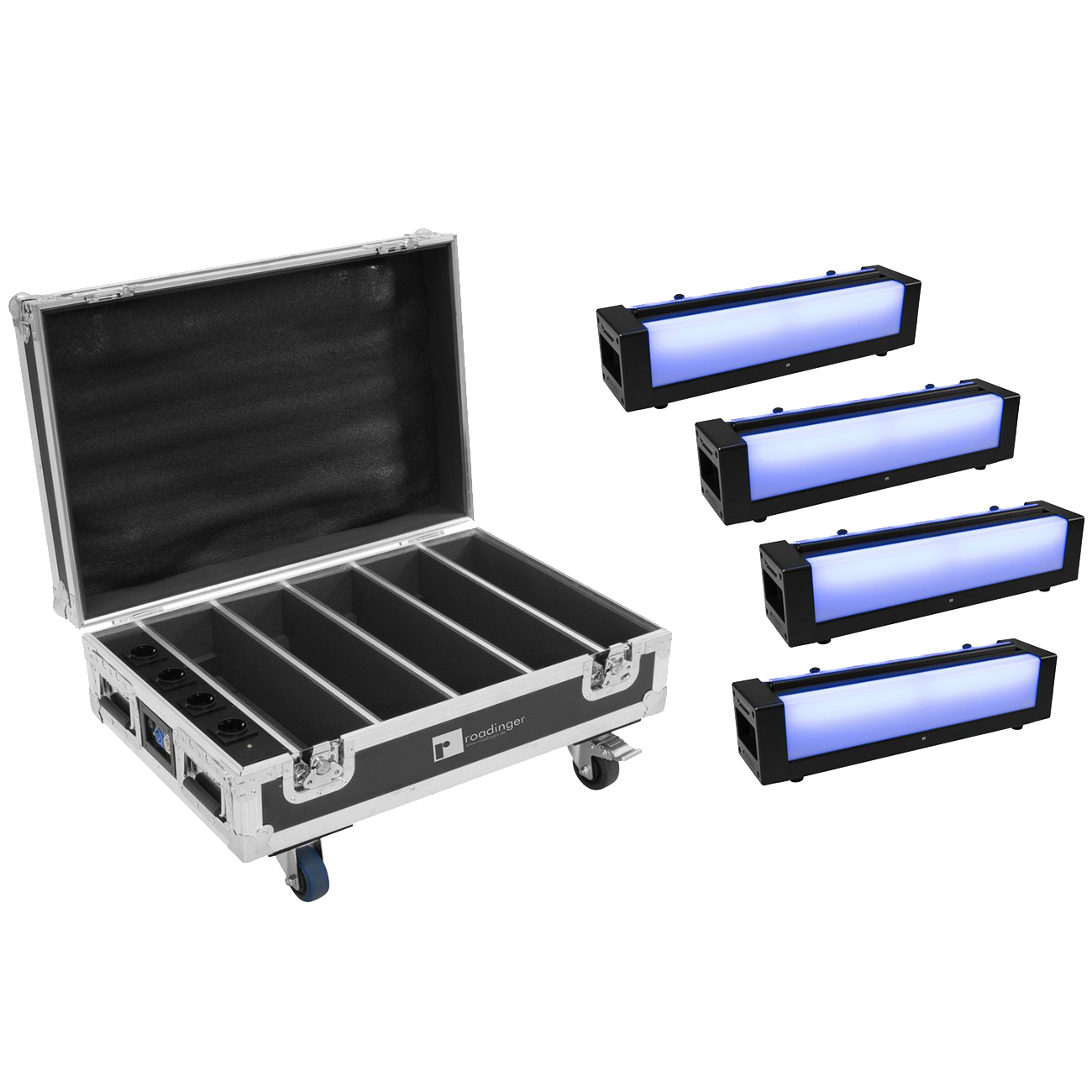 Eurolite Set 4x AKKU Bar-6 + Flightcase mit Ladefunktion